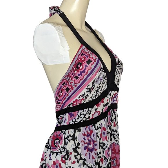 Marella Halter V-Neck Sleeveless Lined-Waist Handkerchief & Paisley Print Multic - Picture 5 of 12
